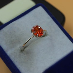 Bague en zircon orange, argent sterling, bague de fiançailles, bijoux en pierres précieuses, cadeau élégant pour elle - Product Image 4