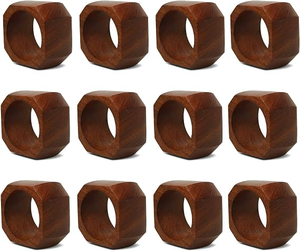 Premium Solid Wood Classic Napkin Ring Set Reusable Party Dining <b>Table</b> <b>Decoration</b> <b>Accessory</b> - Product Image 6