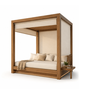 Cama de Exterior con Toldo de Madera de Teca, Moderna, para Piscina, Jardín, Villa, Resort, Hotel, Impermeable, Muebles Personalizados - Product Image 2