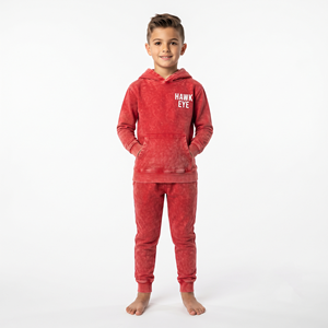 Conjunto de dos piezas de chándal con capucha de algodón lavado ácido para niños, ajuste regular, con logo personalizado, ropa casual de estilo urbano al por mayor - Product Image 1