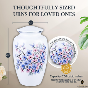 Urne funéraire en forme de fleur de cerisier blanche pour cendres humaines adultes, urne commémorative de 10 pouces - Product Image 4