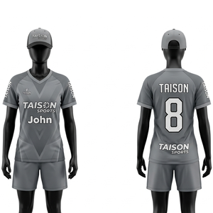 Maillot de football en polyester premium 180 GSM, vert olive, col en V, panneaux géométriques, sublimation, logo personnalisé - Product Image 3
