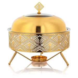 Cacerola Premium de Acero Inoxidable Repujado con Tapa y Asas con Acabado Dorado, Plato de Servir de Lujo, Caja para Frutos Secos y Dulces - Product Image 2