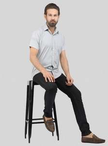 เสื้อเชิ้ตผู้ชายคุณภาพสูง แขนสั้น คอตั้ง ทรงเข้ารูป ผ้าฝ้าย 100% จากซัพพลายเออร์อินเดีย ราคาดีที่สุด - Product Image 6