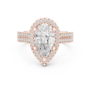 Anillos de compromiso Aries Jewel Classic Wedding con diamantes en forma de lágrima de 14 quilates de oro amarillo, 2.50 quilates, corte pera, diamante cultivado en laboratorio IGI con halo. - Product Image 5