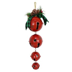 Ensemble de 4 grandes cloches rouges en métal Jumbo Extra Large, cloches suspendues pour la décoration de Noël - Product Image 1