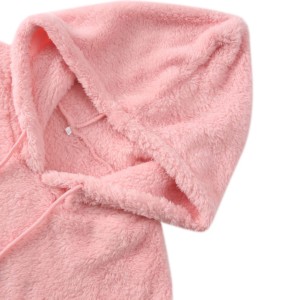 Unisex <b>Pink</b> Fleece Hooded <b>Sweatshirt</b> Oversized Casual Winter Pullover Solid Color Knitted Plain Dyed Anti-Pilling - Product Image 2