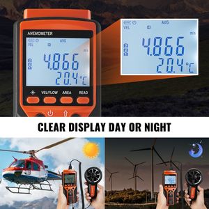 Anemometro Digitale Portatile con Display LED, Design Separato, Misuratore di Velocità e Temperatura dell'Aria, Range di Temperatura 14-140 Fahrenheit, Funzione Wind Chill - Product Image 5