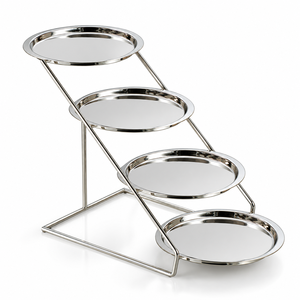 Support à chocolat triangulaire moderne à trois niveaux en argent pour restaurants, hôtels, mariages et événements – Tailles et couleurs personnalisées disponibles - Product Image 3