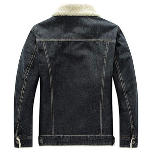 Men's Plus Size Cotton Warm Sherpa <b>Lined</b> Denim <b>Jacket</b> with <b>Fur</b> Collar Button Down Quilted Casual Classy Winter Jeans Coat - Product Image 3