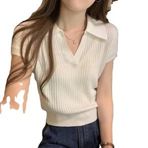 Venta caliente 100 Fine Spun Silk Camiseta de mujer Verano de moda Slim Fit Jersey de punto con mangas cortas - Product Image 1