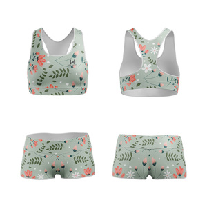 Ensemble de yoga 2 pièces pour femme grande taille avec logo personnalisé, short taille mi-haute élastique et brassière côtelée respirante sans manches 100% polyester - Product Image 1