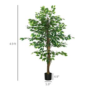 Albero di Banyan Artificiale Sempreverde da Interno di 1,5 m con Vaso per Decorazioni di Halloween, Casa, Ufficio e Soggiorno - Product Image 3