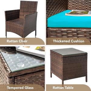 3-Piece All-Weather Black Wicker Patio Furniture Set Comfortable PE <b>Rattan</b> Garden <b>Sofa</b> with Washable Cushions and Table - Product Image 2