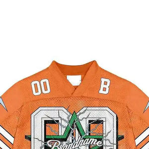 Maillot de football américain rétro en maille polyester de haute qualité, personnalisé OEM, respirant, coupe ample et courte - Product Image 4