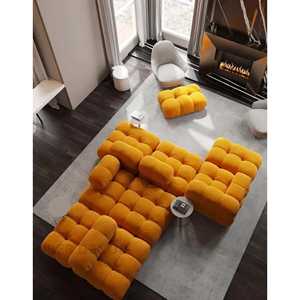 ModernMinimalist sofá de terciopelo de cordero para sala de estar Vintage muebles inspirados en combinaciones de tela Flexible módulos de sofá Perezoso - Product Image 1