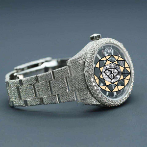 Reloj de Lujo con Diamantes Moissanite, Esfera Negra, Acero Inoxidable, Cuarzo, Correa de 20mm, Estilo Simple, Personalizable para Hombre, 46mm - Product Image 2