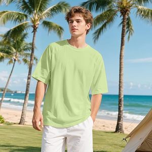 Camiseta de Manga Corta Verde Claro de 300 g/m² con Logotipo Personalizado OEM ODM, con Estilo de Tejido y Confección para Uso Diario - Product Image 2