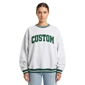 Sudadera de cuello redondo con contraste de canalé, estilo moderno para invierno 2026, con bordado personalizado, de algodón y forro polar, estilo oversize, fabricada por OEM, marca privada. - Product Image 1