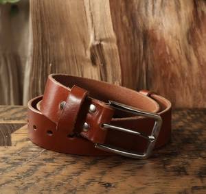 Ceinture en cuir pleine fleur réglable avec boucle en laiton massif et acier inoxydable, service OEM pour logo personnalisé - Product Image 5