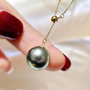 Collier en perles de mer Akoya japonaises de 8 à 10 mm, pendentif en or 18 carats avec diamant, chaîne de clavicule Heavenly Maiden, pendentifs fins - Product Image 1