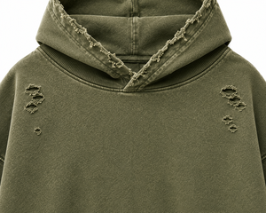 Luxury Heavyweight Distressed Hoodie Custom Logo Oversized <b>Pullover</b> Sweatshirt Vintage Wash Streetwear Clothing Manufacturer - Product Image 2