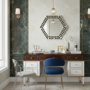 Designer Hexagon Resin <b>Mirror</b> 24 Inch | Contemporary Geometric Wall Decor | Elegant Pattern Frame <b>Mirror</b> for Living Room Bedroom - Product Image 4