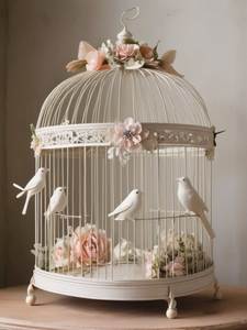 Cage à oiseaux décorative personnalisée en fil métallique fait main pour la maison et le jardin, cage à oiseaux de table, décoration d'événements - Product Image 3