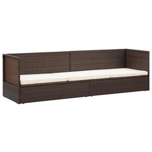 Cama de Jardín Plegable de Ratán PE Marrón con Cojines, Tumbona Cómoda para Tomar el Sol - Product Image 6