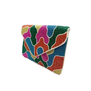 Stylish Geometric Pattern Seed Bead Embroidery Square Clutch Premium Ethnic Seed Beaded <b>Envelope</b> Clutch For Formal Events - Product Image 2