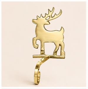 Reindeer Solid Brass Christmas <b>Stocking</b> <b>Holder</b> Luxury Gold Mantel Hanger For Fireplace Holiday Decorations Heavy Duty Decoration - Product Image 3