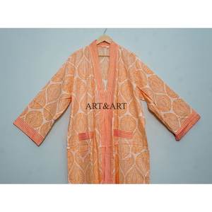 <b>Women's</b> Cotton <b>Kimono</b> Handmade Floral Printed Japanese Style Floor-Length Washable Robe Beachwear Lounge Wear Sleepwear - Product Image 2