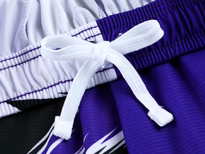 Men's Purple White Black Print Basketball Shorts Moisture Wicking Elastic Waist Zipper Pocket Summer Sportwear - Product Image 5