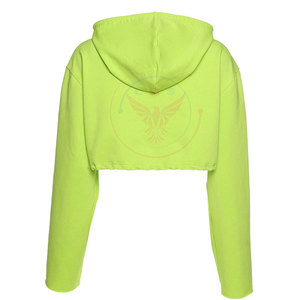 Sudadera Corta con Capucha para Mujer, Invierno, con Logotipo Frontal, Tela de Algodón y Felpa, Resistente al Viento, Mangas Largas, en Stock - Product Image 3