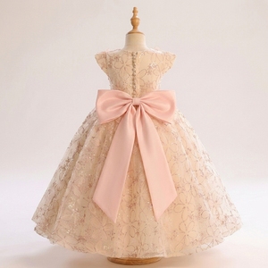 Robe de demoiselle d'honneur Tutupetti TPD-56, luxe, couleur rose Aurora, satin brillant, manches bouffantes, nœud rose, robe de bal, longueur genou - Product Image 3