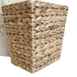 Vintage Water Hyacinth Woven Storage Basket or Planter Cover | Bohemian MCM Boho Neutral Wood Home Aesthetic - Product Image 3