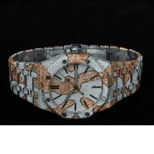 Montre Hip-Hop de Luxe pour Homme avec Mouvement à Quartz Entièrement Personnalisé, Bracelet de 20 mm, Verre Sertie de Diamants de Laboratoire, Style Affaires, Idéale comme Cadeau - Product Image 1
