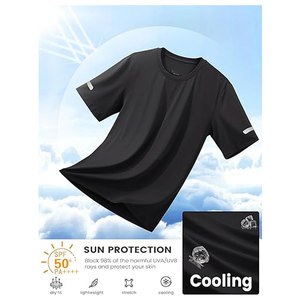 T-shirts de sport pour hommes, coupe ajustée, protection solaire, manches courtes, UPF 50+, pour la gym, la course, la natation, anti-UV, légers - Product Image 3