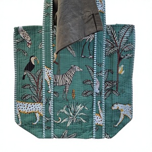 Bolsa de Mano Reutilizable Ecológica de Algodón Acolchado con Estampado Animal, Bolsillos Interiores, Personalizable, Lavable, Tamaño Grande para Viajes y Playa - Product Image 2