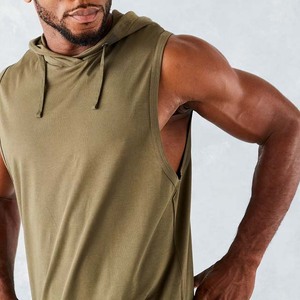 Sweat-shirt à capuche sans manches pour homme, couleur unie, séchage rapide, tricoté, coupe classique, décontracté, pour l'été - Product Image 4