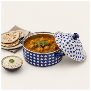Lot de casseroles en métal peintes à la main, motif bleu et blanc, soupière et marmite avec couvercle pour restaurant et buffet – En promotion - Product Image 4