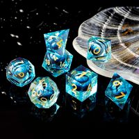 Yeux de Dragon Bleus, Yeux de Beholder, Yeux de Dragon à Noyau Liquide, Yeux à Bords Tranchants, Ensemble de Dés Faits Main pour D&D, Dungeons and Dragons, TTRPG
