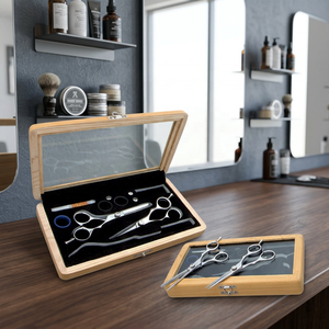 Professional Salon <b>Barber</b> Hairdressing Scissors with Japanese Stainless Steel <b>Blades</b> Right-Handed in Beautiful Case With Logo - Product Image 4