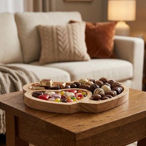 Bandeja de madera para servir con acabado marrón y asas elegantes, ideal para servir bocadillos, bebidas y té. - Product Image 3