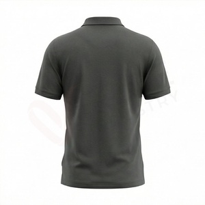 Polo à manches courtes gris foncé pour homme, tricoté, uni, décontracté, coupe classique, avec boutons - Product Image 2