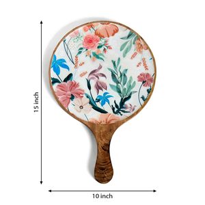 Floral Design <b>Sticker</b> Enamel Coated Mango Wooden Platter Round Serving Tray Ideal for Gifting Home and <b>Kitchen</b> Breakfast Usage - Product Image 2