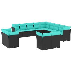 Ensemble de canapés de jardin noir et bleu - Product Image 2