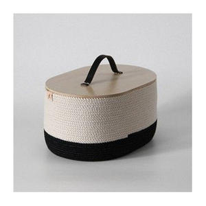 Cesta de Almacenamiento Decorativa Tejida a Mano, Rectangular y Redonda, de Ratán Natural y Yute, Ecológica y Multiusos para el Hogar - Product Image 1