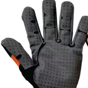 Gants de sécurité antidérapants en PU avec texture micro-diamantée en relief, poignet élastique, usage général, orange, noir, gris - Product Image 4