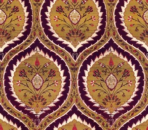 Premium Intricate Persian Paisley Rust-Orange Poly Chanderi <b>Fabric</b> Royal Persian Paisley Motif Poly Chanderi <b>Fabric</b> in Burnished - Product Image 4